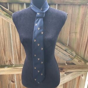 Vintage Budd’s Alabama Silk Blend Black Necktie with Embroidered Flying Ducks